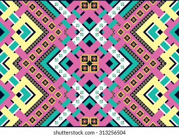 Abstract geometric ethnic pattern seamless design for background or wallpaper.