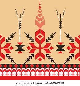 The abstract geometric ethnic pattern of traditional style. American fabric, African fabric Embroidery style,
Design for carpet curtains, texture ,background, backdrop, wallpaper, clothing, wrapping