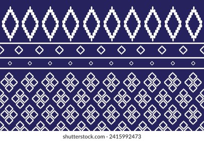 Abstract geometric ethnic patterns. Tribal vector. Traditional Thai style. Design for background, wallpaper, fabric, textile. pattern color dark blue and white.