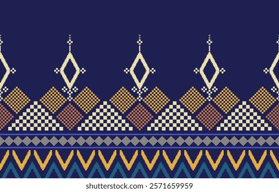 Abstract Geometric ethnic seamless fabric pattern, Modern Blue Geometric Seamless  fabric Design, Design for background or wallpaper, fabric, Vector illustration Vector 10