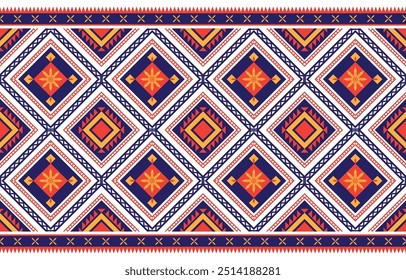 Abstract geometric ethnic seamless pattern, Embroidery style, design for clothing, fabric, background, wallpaper, wrapping, batik. Knitwear, 
