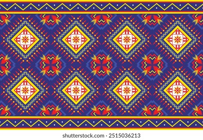Abstract geometric ethnic seamless pattern, Embroidery style, design for clothing, fabric, background, wallpaper, wrapping, batik. Knitwear, 
