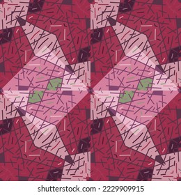 Resumen de mosaico étnico geométrico. Ornamento vintage de mosaico con líneas tribales dibujadas a mano. Diseño para tela, impresión textil, papel de envoltura, cubierta. Ilustración del vector