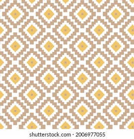 Abstract geometric fabric pattern with brown and yellow,Raster geometric seamless pattern with grid, chains, mesh, net, lattice, repeat tiles. seamless square pattern
