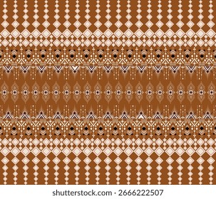 Patrón de tela geométrica Abstractas, étnica, fondo marrón, vintage, geométrica, para textiles, prendas de vestir, cortinas, alfombras, almohadas, Vector, fondo e ilustración.