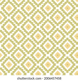 Abstract geometric fabric pattern with green and yellow,Raster geometric seamless pattern with grid, chains, mesh, net, lattice, repeat tiles. seamless square pattern