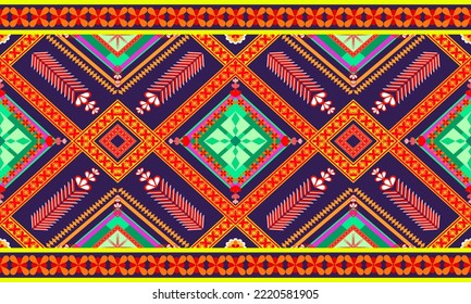 Patrón de tejido geométrico abstracto. Ética oriental. Patrón de tela sin costura. Fondo colorido. Ilustración de papel tapiz.Papel envuelto, tela, mantel, alfombra, ropa, textil, azulejos, ilustración.