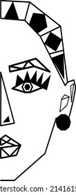 Abstract geometric face art, Geometric drawing female face