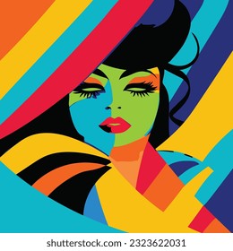 Abstract geometric face minimalism, wall art illustration design