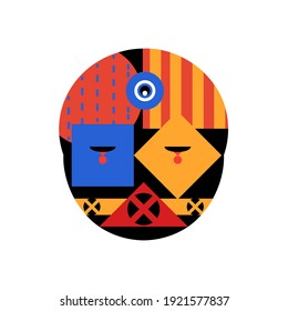 Abstraktes geometrisches Gesicht, Vektorgrafik-Bauhaus-Maske