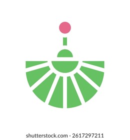 Abstract Geometric Fan Ornament in Green and Pink