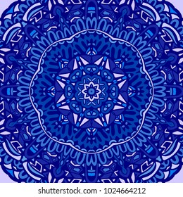 Abstract geometric fancy star border frame pattern blue background