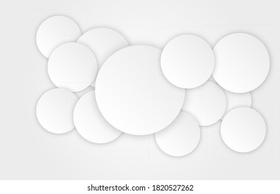 Abstract geometric fashion background with white circles on a light gray background. Vector illustration