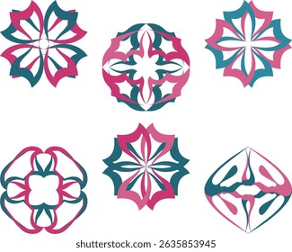 Abstract geometric figure in blue and burgundy colors, for print and websites.