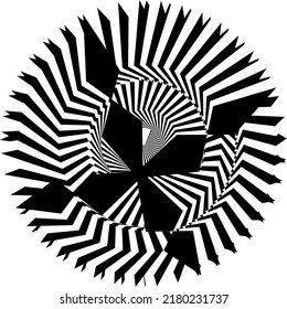 abstract geometric figure circular pointed black with white 6