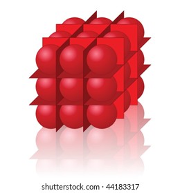 abstract geometric figure isolated on white background with reflection