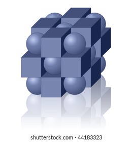 abstract geometric figure isolated on white background with reflection