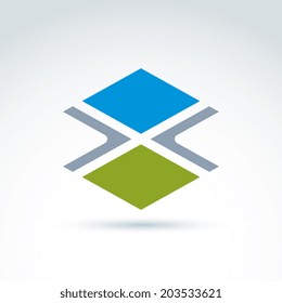 Abstract geometric figure, line, diamonds and rhombs. Vector colorful complex stencil symbol. 