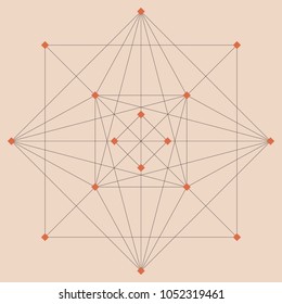 abstract geometric figure from lines with contrasting rhombuses in knots