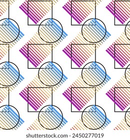 Abstractas figuras geométricas de un cuadrado y un círculo, que están conectados entre sí y un gradiente. Textura de patrón sin costuras