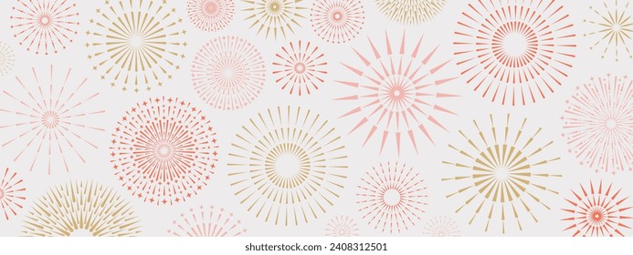 Abstract Geometric Fireworks Pattern Background. Asian Style Design Backdrop. 