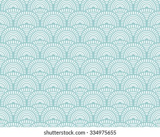 Abstract geometric fish scale shape pattern. Vector hand drawn seamless background.