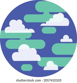 Abstrakter geometrischer Flat Design Earth Globe mit Wolken