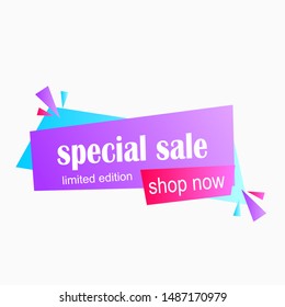 abstract geometric flat label sale banner with gradient color