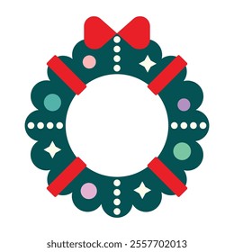 Abstract geometric flat simple Christmas wreath icon. Vector illustration, decorative element for poster, banner, card. Minimalistic Christmas symbol. Children's book element