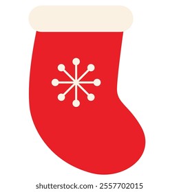 Abstract geometric flat simple Christmas stocking icon. Vector illustration, decorative element for poster, banner, card. Minimalistic Christmas symbol. Children's book element