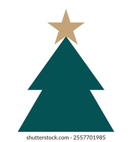 Abstract geometric flat simple green Christmas tree icon. Vector illustration, decorative element for poster, banner, card. Minimalistic Christmas symbol. Children's book element