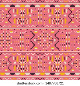 Abstract Geometric Flat Vector Decoration Red Color Background Retro Seamless Pattern