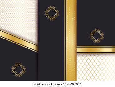 Abstract geometric floral art decor golden background template for menu card, invitation design in vector