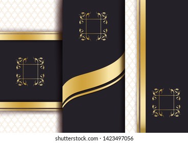 Abstract geometric floral art decor golden background template for menu card, invitation design in vector