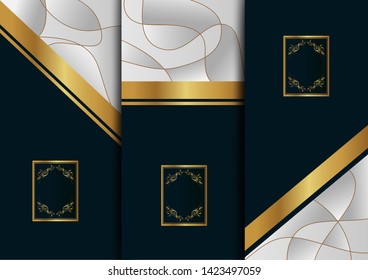 Abstract geometric floral art decor golden background template for menu card, invitation design in vector
