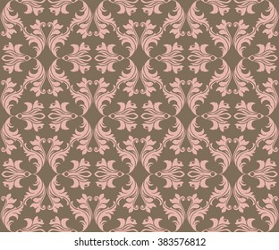 Abstract geometric floral classic pattern ornament. Vector background for cards, web, fabric, textures, wallpapers, tile, mosaic. Rose quartz color