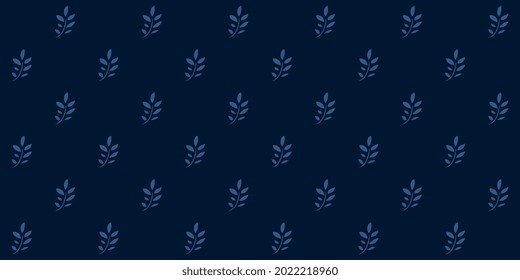 Abstract geometric floral motif pattern simple monotone blue continuous background. Modern geo ditsy floral lux fabric design textile swatch ladies dress, man shirt all over print block vector graphic