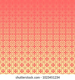 Abstract geometric floral outline pattern with halftone effect. Light pink rhombus-shaped petals on pink background. Textile print design for bed linen, pillows, bags, wrapping paper.