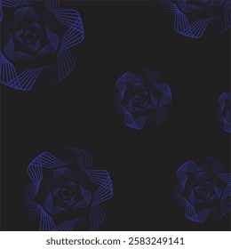 Abstract geometric floral pattern with glowing blue gradient lines on a dark background, creating a futuristic and elegant design.