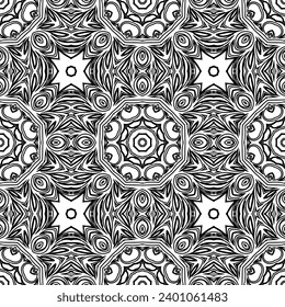 Abstract geometric floral pattern. A seamless background, vintage texture