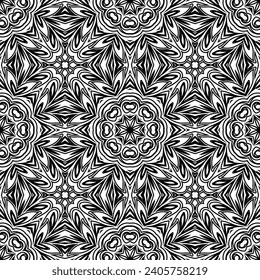 Abstraktes geometrisches Blumenmuster. Ein nahtloser Hintergrund, Vintage-Textur
