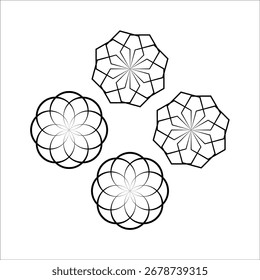 Abstract Geometric Floral Pattern Set | Modern Mandala Line Art Design