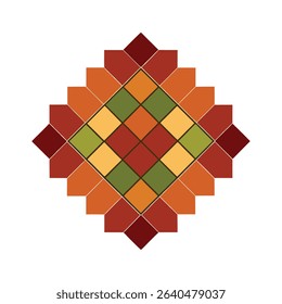Abstract geometric floral pattern with warm autumn colors and decorative design elements