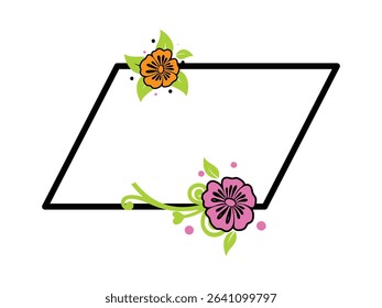 Abstract geometric floral rhombus floral wreath frame design