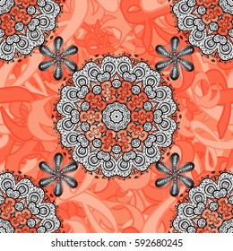 Abstract geometric floral seamless background. Seamless pattern. Vector doodle sketch pattern, graphic illustration. Tribal ethnic ornate decoration, lace repeating texture.