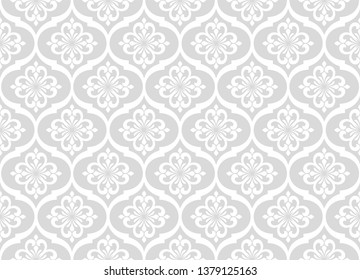 Abstract geometric floral seamless pattern. Gray and white ornament. Modern stylish texture repeating. Vector background.
