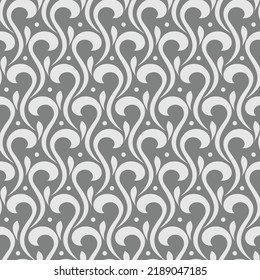 Resumen del patrón geométrico floral sin soldadura. Ornamento gris y blanco. Se repite textura moderna y elegante. Fondo vectorial.