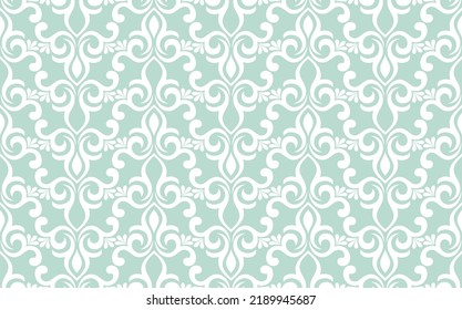 Abstract geometric floral seamless pattern. Green and white ornament. Modern stylish texture repeating. Vector background.