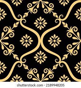 Abstract geometric floral seamless pattern. Gold and white ornament. Modern stylish texture repeating. Vector background.