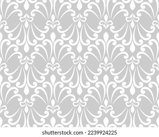 Abstract geometric floral seamless pattern. Gray and white ornament. Modern stylish texture repeating. Vector background.